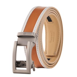 Cinturones de carraca para hombre, cinturón de 32 a 45 pulgadas, cintura ajustable, 1 3/8 pulgadas de ancho, Brwon/White Belt Gun Hebilla, 32" to 45" Waist Adjustable