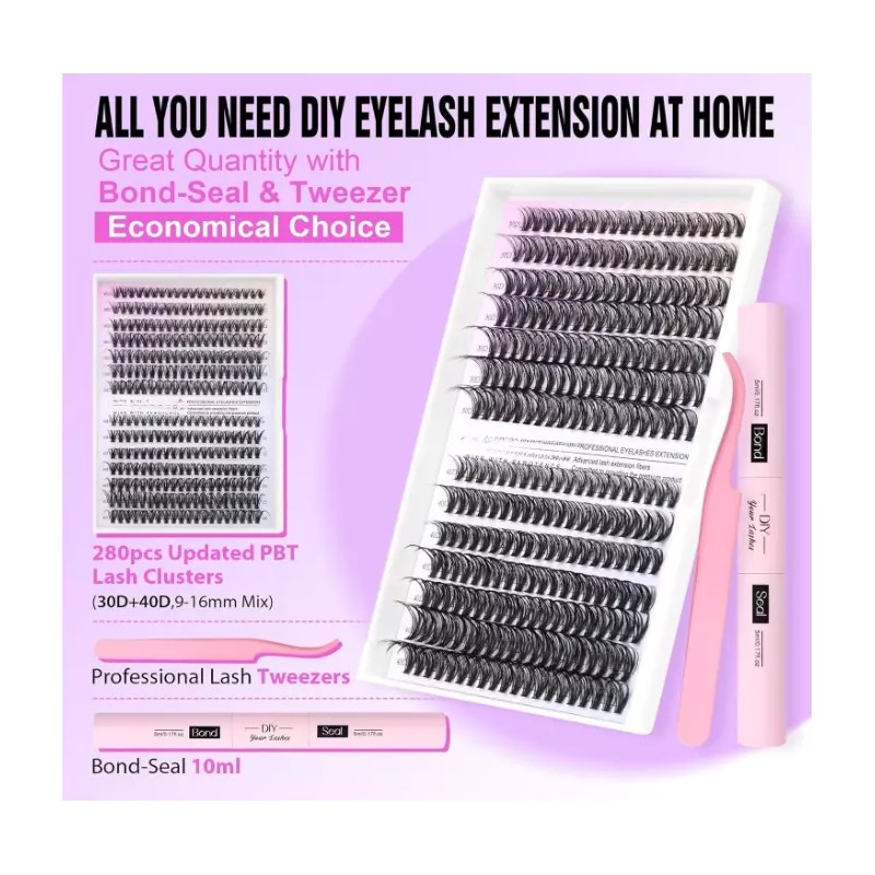 Generic Pawotence Lash Extension Kit DIY 280pcs Lash Clusters Eyelash