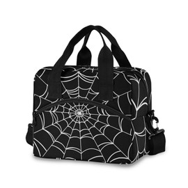 Goth Spider Web Insulated Lunch Bag Reusable Lunch Tote Bag Cooler Bag for Women Men Adult Lunch Box with Adjustable Shoulder Strap Leakproof Lunch Bag for Work School Picnic Camping