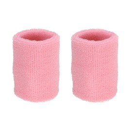 PATIKIL Sports Wristbands 8x10cm Set of 2 Sweat-wicking Cotton Terry Cloth Wrist Sweatbands for Tennis, Basketball, Running, Pink Color