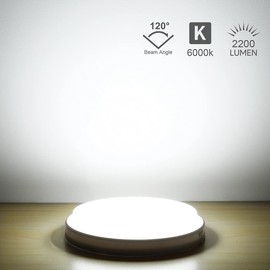 LE 24 W LED Bathroom Ceiling Light, 2200 lm, 6000 K, Diameter 26.5 cm, IP54 Waterproof Round Bathroom Lamp, 120° Beam Angle, Daylight White Lamps for Kitchen, Balcony, Bathroom, Living Room, Bedroom, Hallway