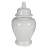 Benzara, White BM165656 Decorative Porcelain Ginger Jar with Lidded Top,