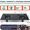 Llamaviva 2 Burner Propane Gas Cooktop, Portable Tempered Glass Double