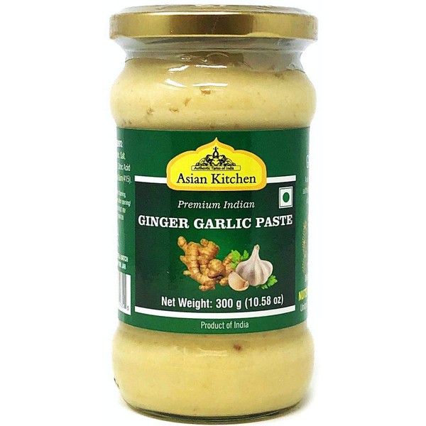 Asian Kitchen Ginger-Garlic Cooking Paste 10.58oz (300gm) ~ Vegan | Glass Jar | Gluten Free | NON-GMO | No Colors | Indian Origin
