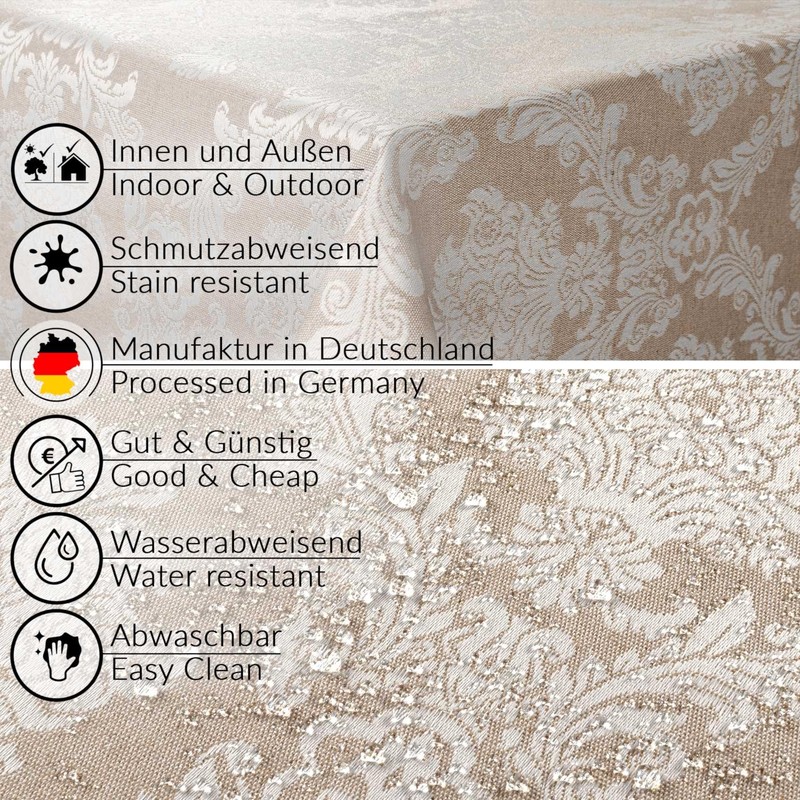 Fabric Tablecloth, Textile Table Linen, Cotton Polyester, Washable, Plain Ornamental