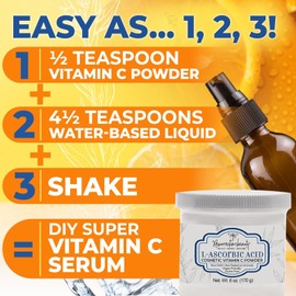 RESURRECTIONbeauty 100% Pure L-Ascorbic Acid, Cosmetic Vitamin C Powder for DIY Face Serums 6 oz