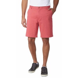 IZOD Mens Saltwater Flat Front Stretch Chino Shorts (Saltwater Red, 30W)
