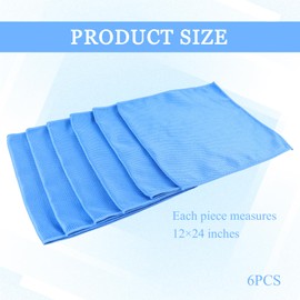 Wogomz 6PCS Microfiber Glass Cleaning Cloth, 12"×24" Fish Scale Cloth for Car Glass & Window Cleaning, Lint-Free Streak-Free, Multi-Purpose Mirror Washing Towels, Car Cleaning Supplies (Dark Blue)