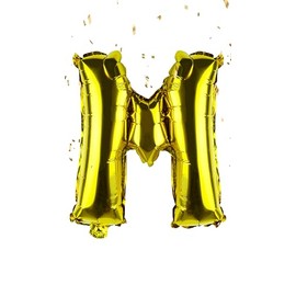 Gold Letter “M” Balloons 16 Inch, Mylar Foil Letter Alphabet, Hanging, Reusable for girls boys adults Birthday,Surprise,Wedding, Celebration, Sports Party Event Decoration Supplies
