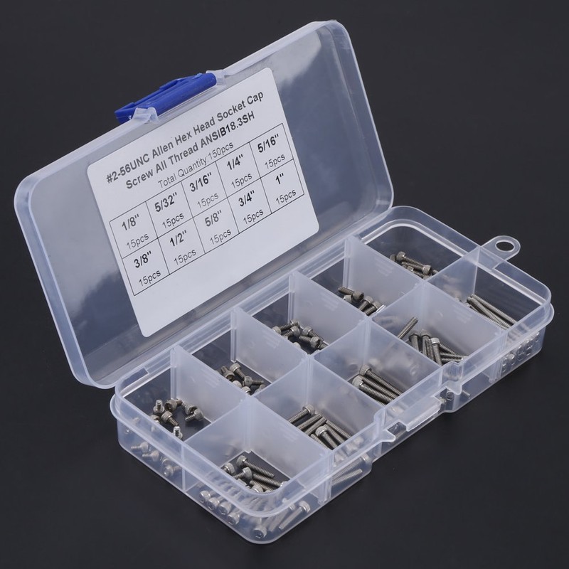 Boxwizard Inch Screws Assortment 150 Pieces 9 Sizes Hex Socket
