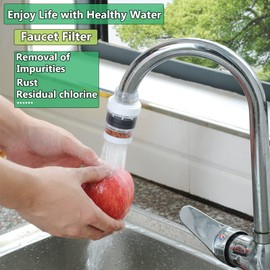 2 Pack Faucet Water Filter, Faucet Mount Filters Purifier Kitchen Tap Filtration Activated Carbon Removes Chlorine Fluoride Heavy Metals Hard Water for Home Kitchen Bathroom(White)