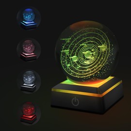 Yuhtech 3D Solar System Crystal Ball with LED Base, USB 3D Solar System Planet Crystal Ball Night Light Creative, Valentine's Day Gifts, Gift for Kids Friends Couple Birthday Festival