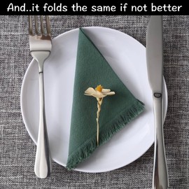 Urby Eco Hanky 10x10in Reusable Cotton Napkins (Rustic Fringe). Small Cloth Napkins. Ideal Use As Kids Napkins for Lunch.Dinners.Occasions Like Weddings,Birthday,Cocktail Parties. (DGN,6pk).