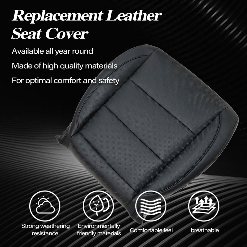 SecosAutoparts Driver Side Bottom Replacement Perforated Leather Seat Cover Black