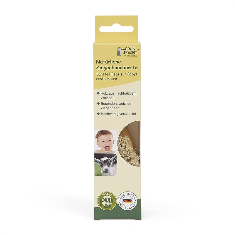 GRÜNSPECHT Natürliche Ziegenhaarbürste für Babys und Kleinkinder, extra weich, aus
