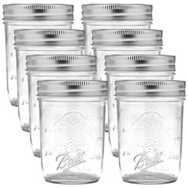 Ball Regular Mouth Glass Mason Jars with Lids and Bands, Used for Canning (Half Pint, 8 Ounce (Pack of 8))