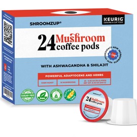 Shroomzup Mushroom Coffee K Cups 24 Pods - 10 Mushroom Coffee with Ashwagandha and Shilajit - Dark Roast Single Serve K-Cup Pods
