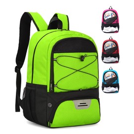 HMLIN Soccer Backpack,Basketball Backpack with Ball Compartment &Shoe Compartment,Sports Bag for Basketball,Soccer,Football& Volleyball (Green)