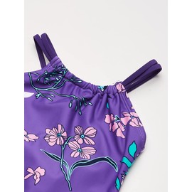Kanu Surf Jasmine Beach Sport Halter Traje de baño de una Pieza para niña, Paige Floral Púrpura, 4