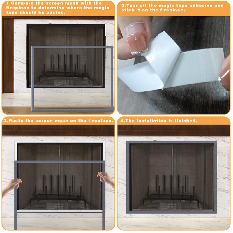 Fireplace Screen Mesh Cover, Magnetic Fireplace Cover Baby Proof Barrier