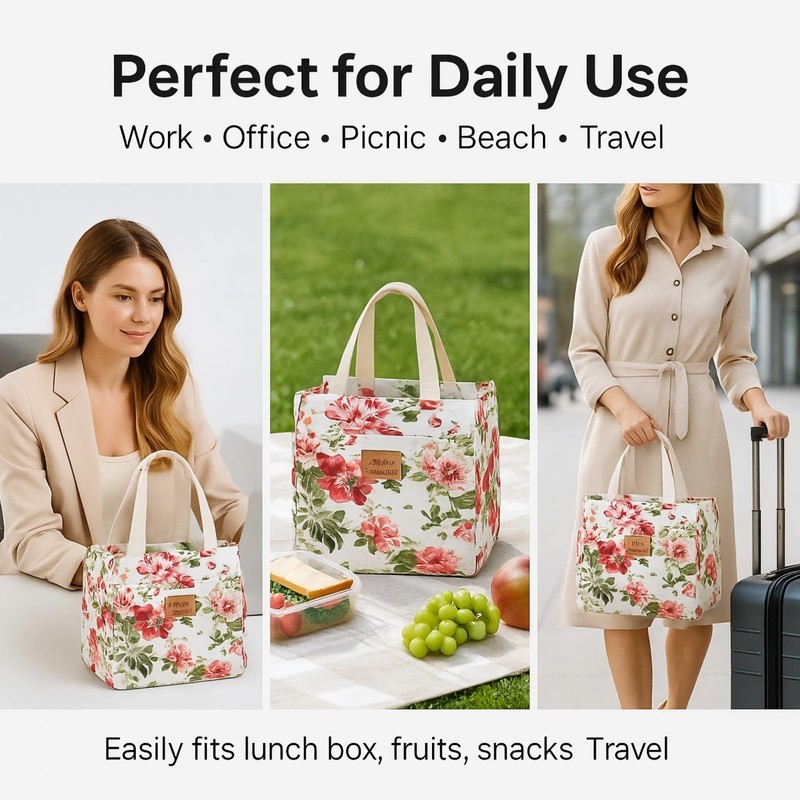 Insulated Lunch Bag for Women Men, Reusable Waterproof Cooler Tote