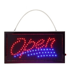 LED Open Sign,Anrookie (19x10inch 110v On/off withChain) open signs for business, 2 Modes for Stationary Lights or Animated, for Business, Walls, Window, Shop,office sign