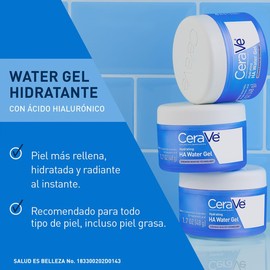 Water Gel Hidratante Ácido Hialurónico de CeraVe para una hidratación con efecto PLUMP, con 3 ceramidas idénticas a las de la piel, ácido hialurónico, niacinamida y cobre PCA, 48g