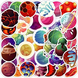 Planet Stickers 50Pcs Vinyl Waterproof Colorful Sticker for Laptop Luggage Water Bottle Skateboard Scrapbook Suitcase Phone Car Bike Computer Bumper,Cute Space Planet Stickers for Teen Kids