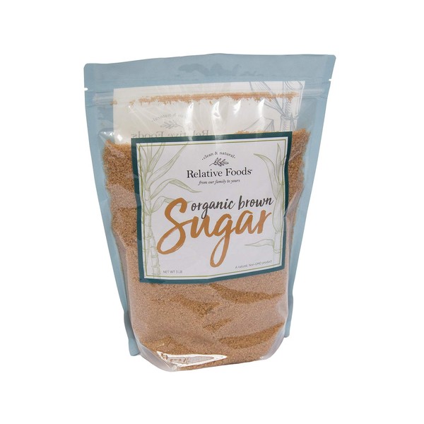 Organic Brown Sugar Bulk Resealable bag (3lb) - raw Light Brown sugar for Baking, Kitchen sweetener, Glazes & More - Made with Organic Molasses for a Sweet and Flavorful Taste