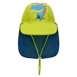 Foruhoo Baby Boys UV Protection 50 Drawstring Wide Brim Summer Hat Sun Hat - Dinosaur Green