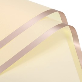 sourcing map 20 Pcs Gold Edge Flower Wrapping Paper Light Yellow 22.8x22.8 Inch Waterproof for Florist Bouquet Supplies, DIY Crafts, Gift/Gift Box Packaging