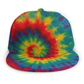 Gorra de béisbol para hombre y mujer, color arcoíris teñido anudado, ajustable, estampado 3D, Snapback plano, sombrero de hip hop, Teñido tie dye arco iris, Talla única