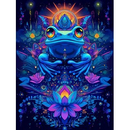 Ginfonr DIY 5D Diamond Art Kits for Adults, Frog Diamond Painting for Adults, Diamond Art Animal Full Drill, Diamond Art Kits Embroidery Rhinestone Craft for Home Wall Decor 12 * 16 Inch