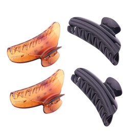 LALAFINA 4pcs Large Tortoise Clips Hairpins for Girls and Women Hair Styling Accessories Black