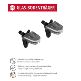 Gedotec Glass Shelf Support 3 mm Shelf Bracket with Fuse - H9638 | Pack of 20 - Shelf Support for Wood and Glass Floors | Steel Black - Plastic Transparent | Shelf Support Pins for Furniture