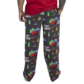 Lazy One Animal Pajama Pants for Men, Men's Separate Bottoms, Lounge Pants, Moose, Bear, Raccoon, Mountians (Happy Camper, X-Small)