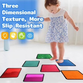 VIESMUMU Sensory Mats for Kids, Sensory Mats for Autistic Children,16 PCS Sensory Tiles for Preschool Education Classroom, Assorted Textured Sensory Toys for Special Needs (Square)