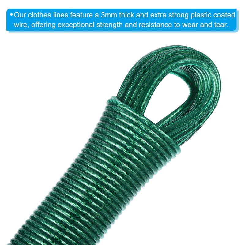 PATIKIL Plastic Coated Clothesline, 2 Pack 1/8 Inch x 66
