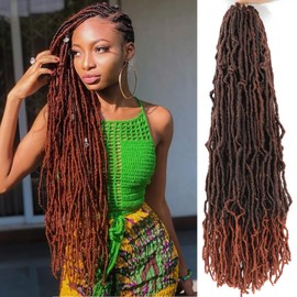 Faux Locs Crochet Hair Copper Red Soft Locs 30 Inch 7 Packs Ginger Long Crochet Locs Goddess Locs Natural Synthetic Pre looped Crochet Braids For Butterfly Locs (30 Inch (Pack of 7), 1B/350)