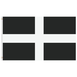 Second Ave Cornwall Flag 5ft X 3ft Large with Brass Eyelets Cornish Saint Piran's Banner Flag