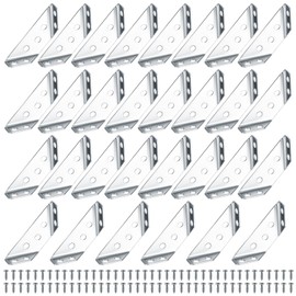 Pack of 30 Corner Connectors, Furniture Construction, Angle Connectors, Stainless Steel Angle Brackets, Triangle Shape, Corner Brackets, Stainless Steel Corner Brackets, Triangle Brackets, Triangular