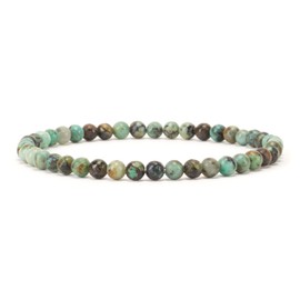 Cherry Tree Collection - Small, Medium, Large Sizes - Gemstone Beaded Bracelets For Women, Men, and Teens - 4mm Round Beads (African Turquoise - Large)