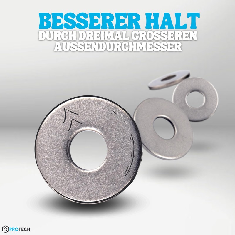 PROTECH Pack of 10 M18 Large Washers DIN 9021 Stainless