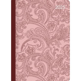 Alpha Edition - Mini Book Calendar Style Paisley 2025 Pocket Calendar, 10.7 x 15.2 cm, Calendar with 352 Pages, Moon Phases, Plenty of Space for Notes and International Calendar
