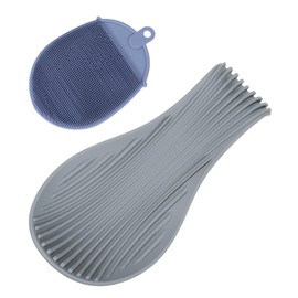 uxcell 1 Set Silicone Spoon Rest for Stove Top, Silicone Spoon Holder for Cooking Spatula, Ladle, Brush Grey/Dark Blue