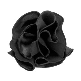 Vittorio Farina Round Suit Pocket Square for Men with Embroidered Piping (Black/Black)