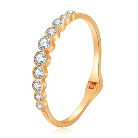 RAUCHBE Gold Chunky Rhinestone Bangles Bracelets for Women Diamond Cuff Bracelets Wedding Prom Bangles Jewelry