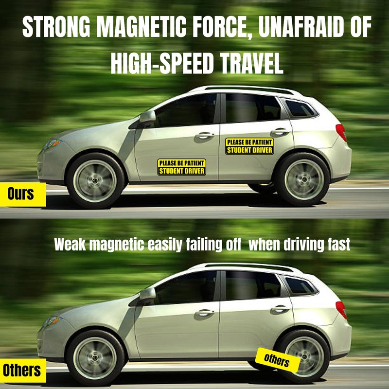 Lusinus Student Driver Magnet for Car - 3-Pack Reflective Magnetic