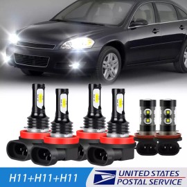 SHENKENUO For Chevy Impala 2006-2011 2012 2013 LED Lights Car Headlights Lamps + Fog Bulbs