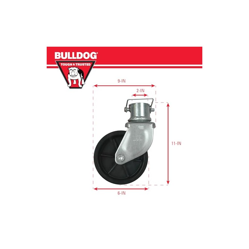 Bulldog 500245 Trailer Jack Accessory, Tongue Jack Caster w/6 Inch